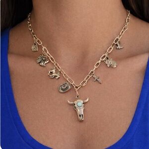Boho Western Bull Charm Necklace